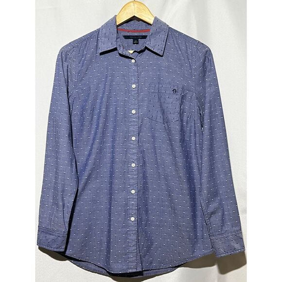 Tommy Hilfiger‎ Chambray Polka Dot Button-Down Shirt Long Sleeve Small - Picture 1 of 11